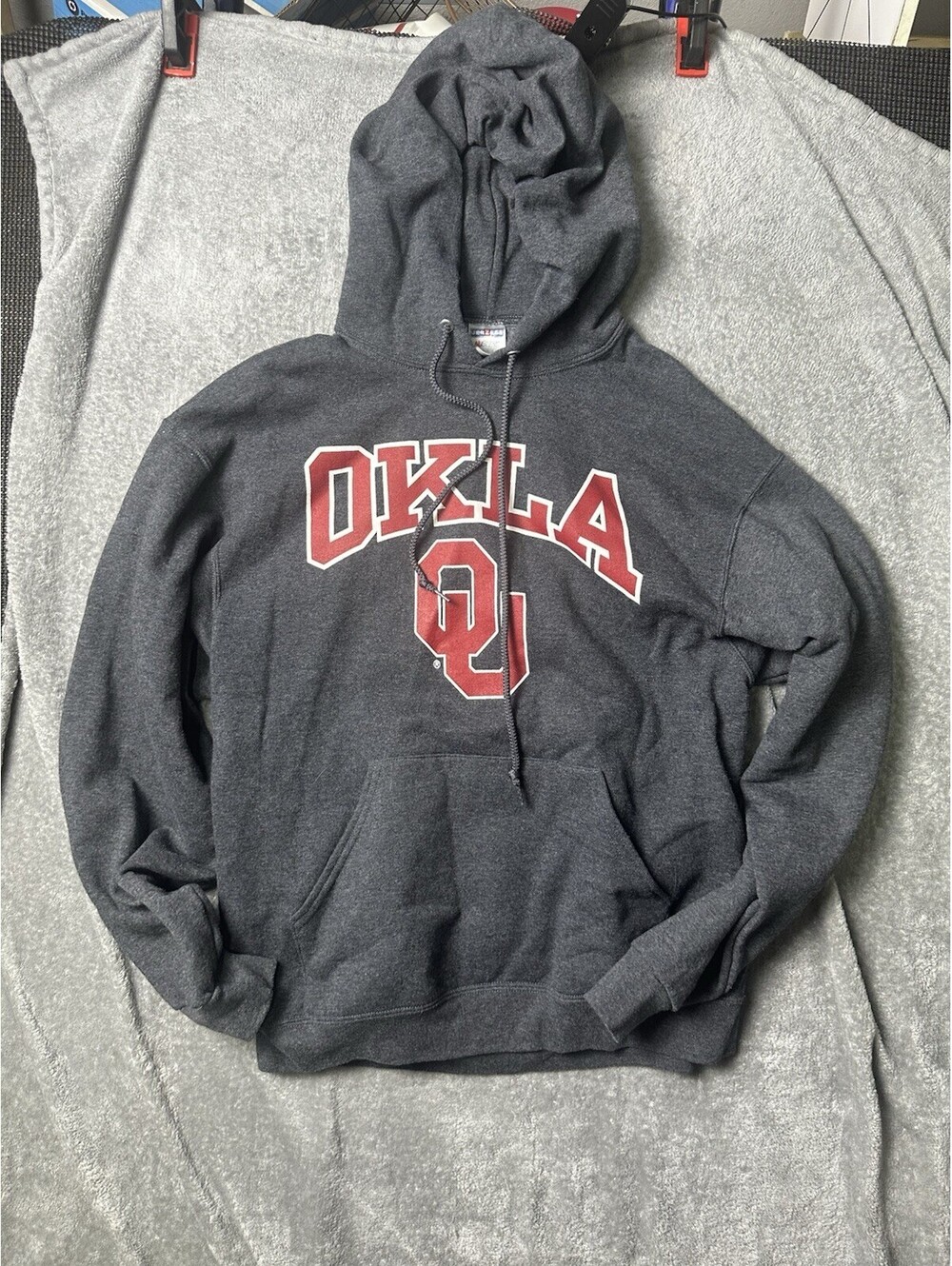 Oklahoma Sooners OU Hoodie Jerzees NuBlend Gray College Sweatshirt